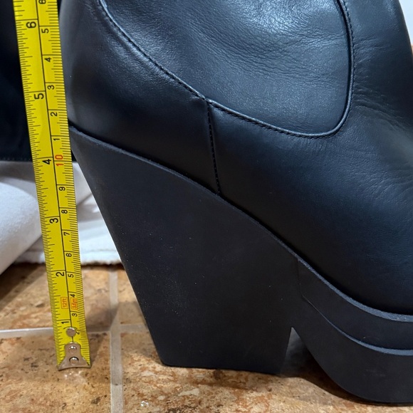 New Gia Borghini Texan Knee High Leather EU 38 US 8 Boot Black Western Platform - Picture 2 of 13